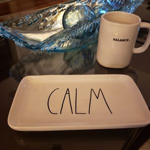 New Rae Dunn "CALM" Plate & "BALANCE" Mug